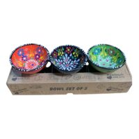 Set 3 Boluri ceramica , pictat manual 8 cm