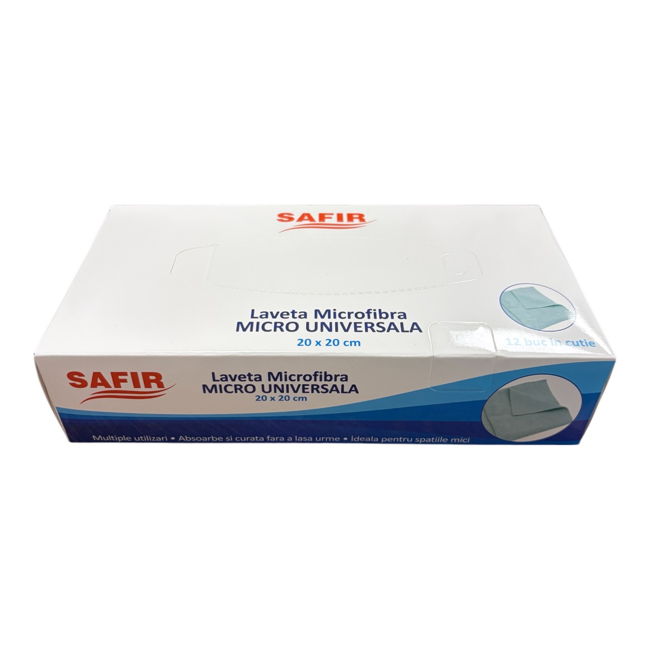 Laveta microfibra universala la cutie 20x20 cm (multisuprafete), 12 bucati