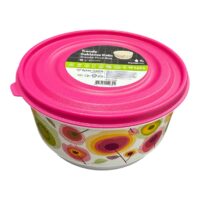 Cutie alimente rotunda , cu model si capac color 1 L