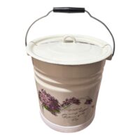Idilia Galeata emailata cu capac, Crem cu decor floral 12 L