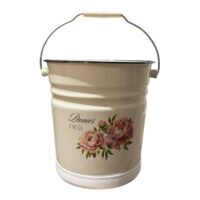 Idilia Galeata emailata fara capac, Crem cu decor floral 12 L