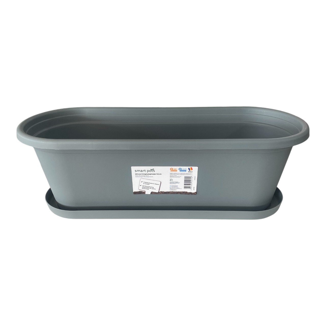Jardiniera Smart Pots din plastic pentru flori, (Antracit) 50 cm