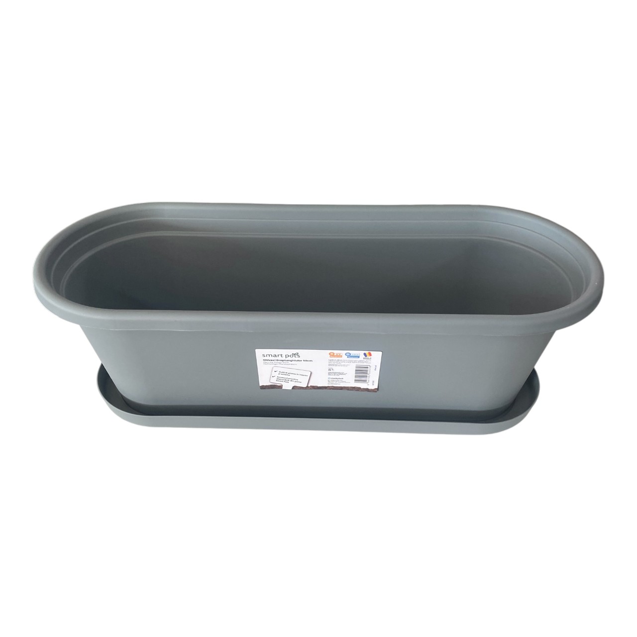 Jardiniera Smart Pots din plastic pentru flori, (Antracit) 50 cm - imagine 2