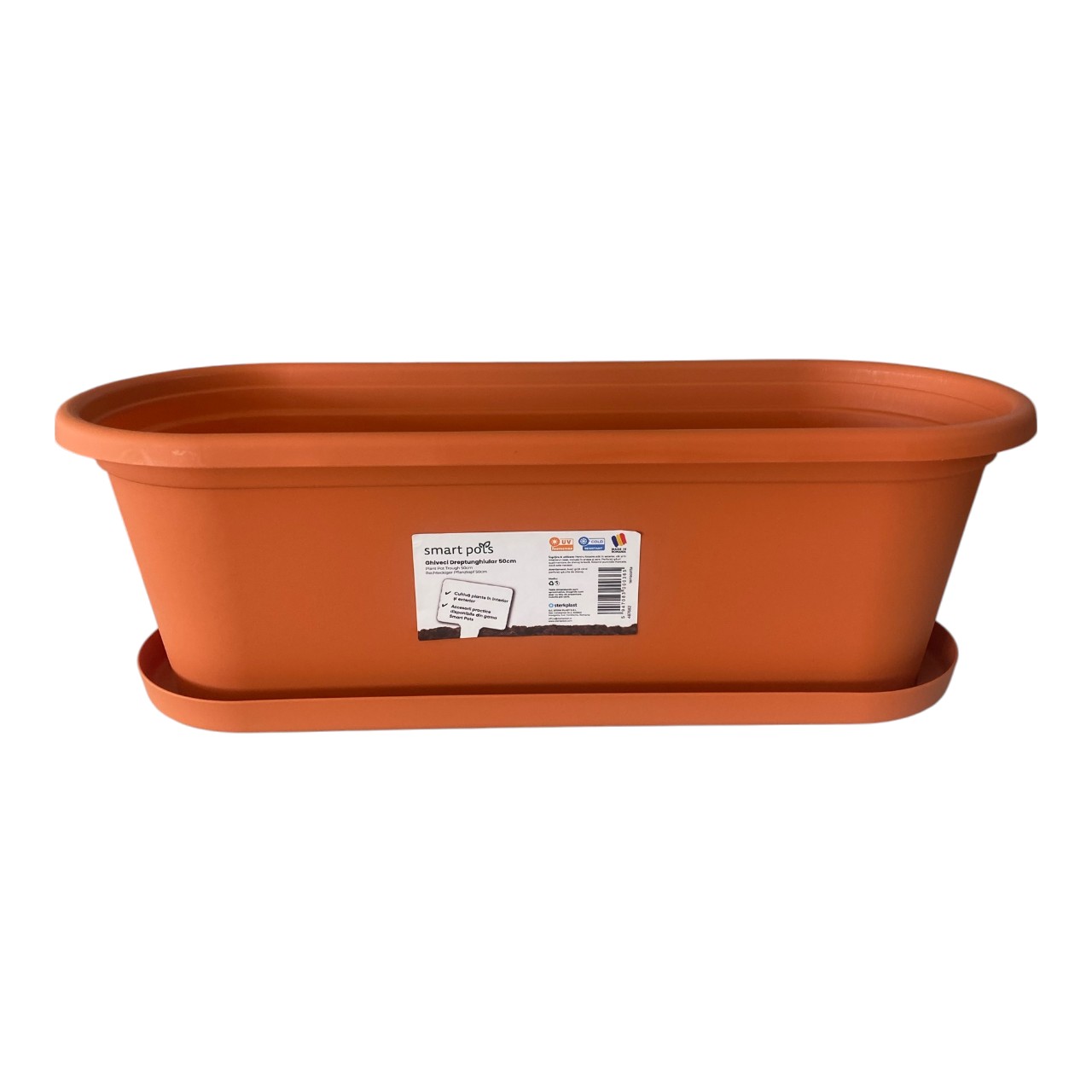Jardiniera Smart Pots din plastic pentru flori, (Caramizu) 50 cm