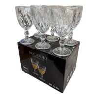 Malooki Set 6 pahare cu picior pentru vin sticla claritate cristal, 340 ml