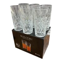Malooki Set 6 pahare inalte sticla claritate cristal, 330 ml