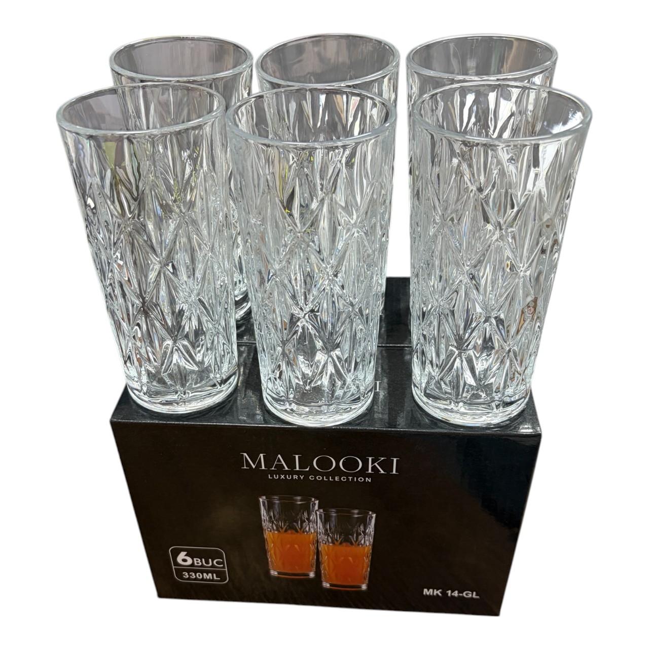 Malooki Set 6 pahare inalte sticla claritate cristal, 330 ml - imagine 2