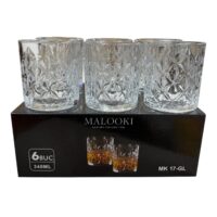 Malooki Set 6 pahare whisky sticla claritate cristal, 340 ml