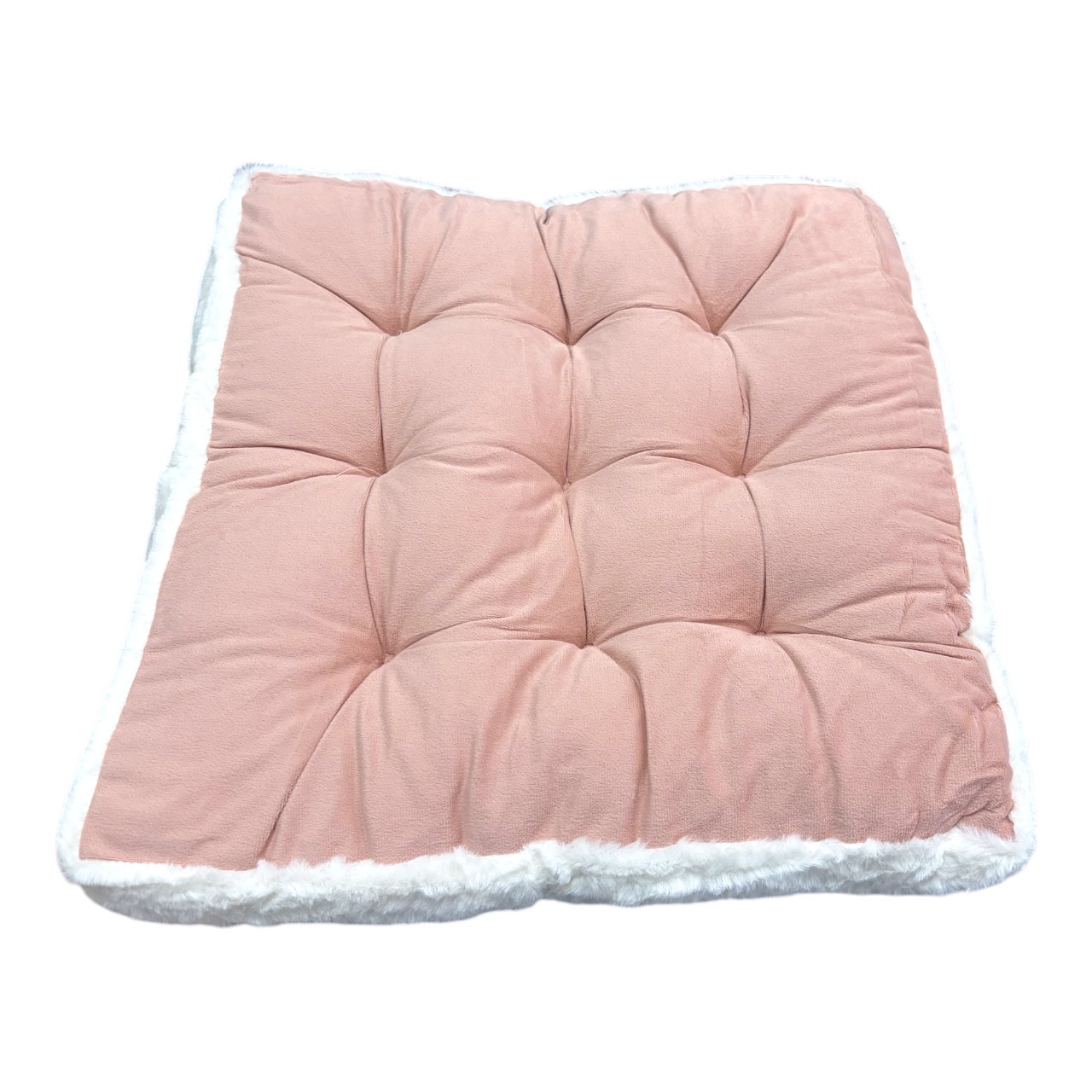 Perna pentru scaun, textil si blana (Roz pal) 40×40 cm