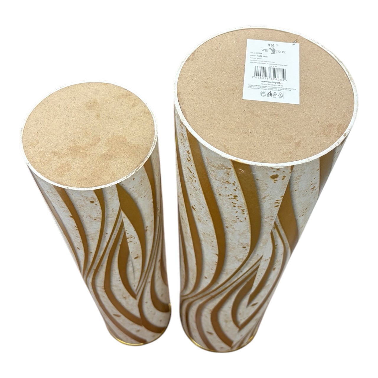 Set 2 Vaze PVC cu model (Crem) 55/50 cm - imagine 3