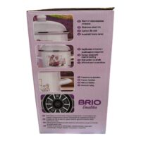 Brio Emalika Oala emailata alba dreapta cu capac si decor, 3.5 litri