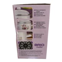 Brio Emalika Oala emailata alba dreapta cu capac si decor, 5.7 litri