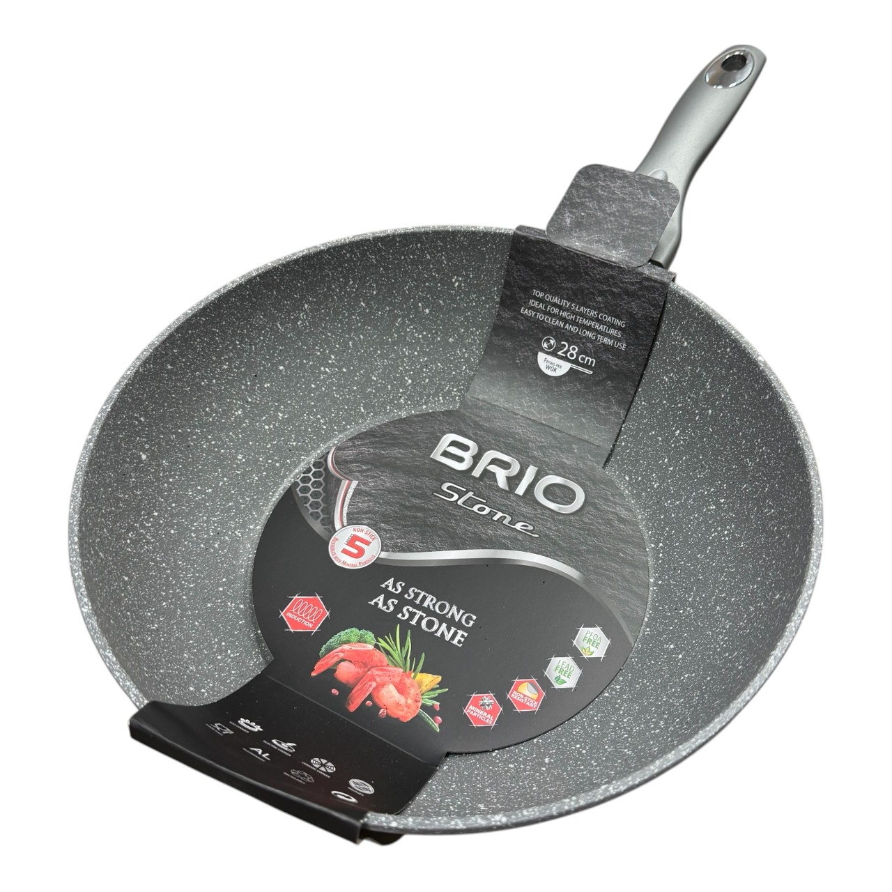 Brio Stone Tigaie wok forjata, 28 cm - imagine 2