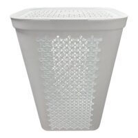 Evo Cos rufe din plastic model modern cu capac (Alb), 60 litri