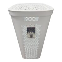 Evo Cos rufe din plastic model modern cu capac (Alb), 60 litri
