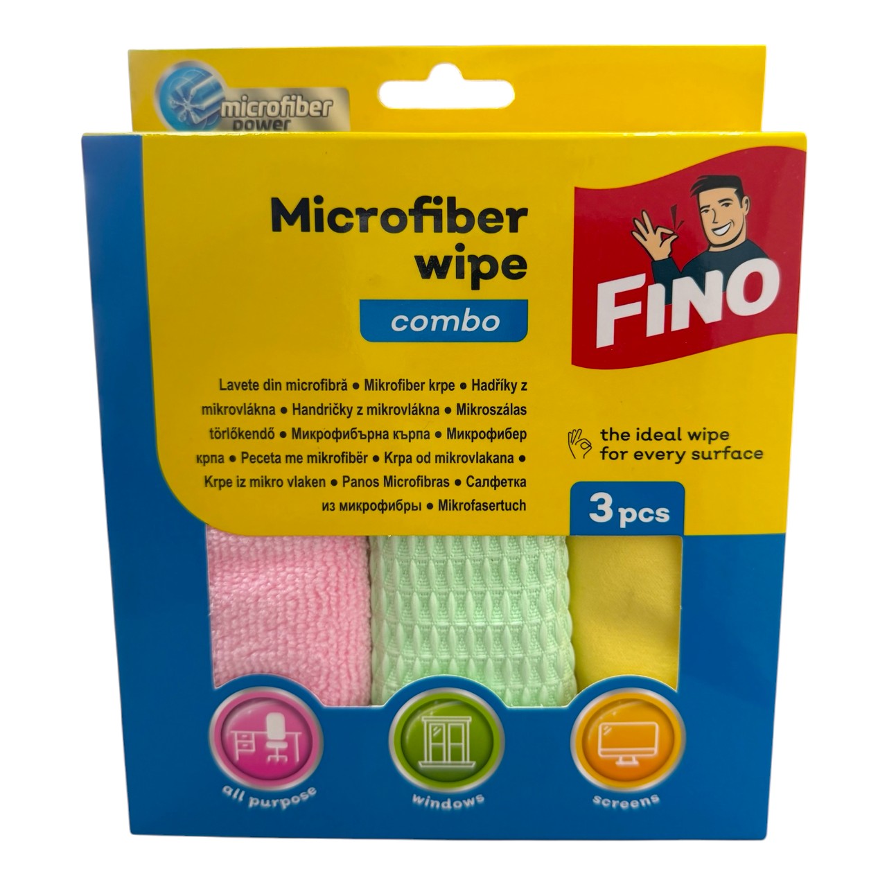 Fino Set Laveta trio microfibra uz mixt (multisuprafete), 3 bucati