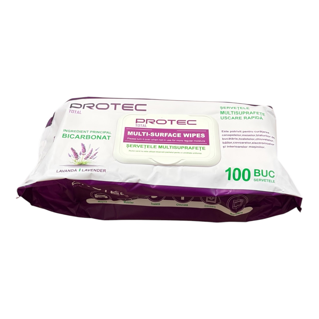 Protec Servetele umede multisuprafete uscare rapida, (Lavanda) 100 bucati