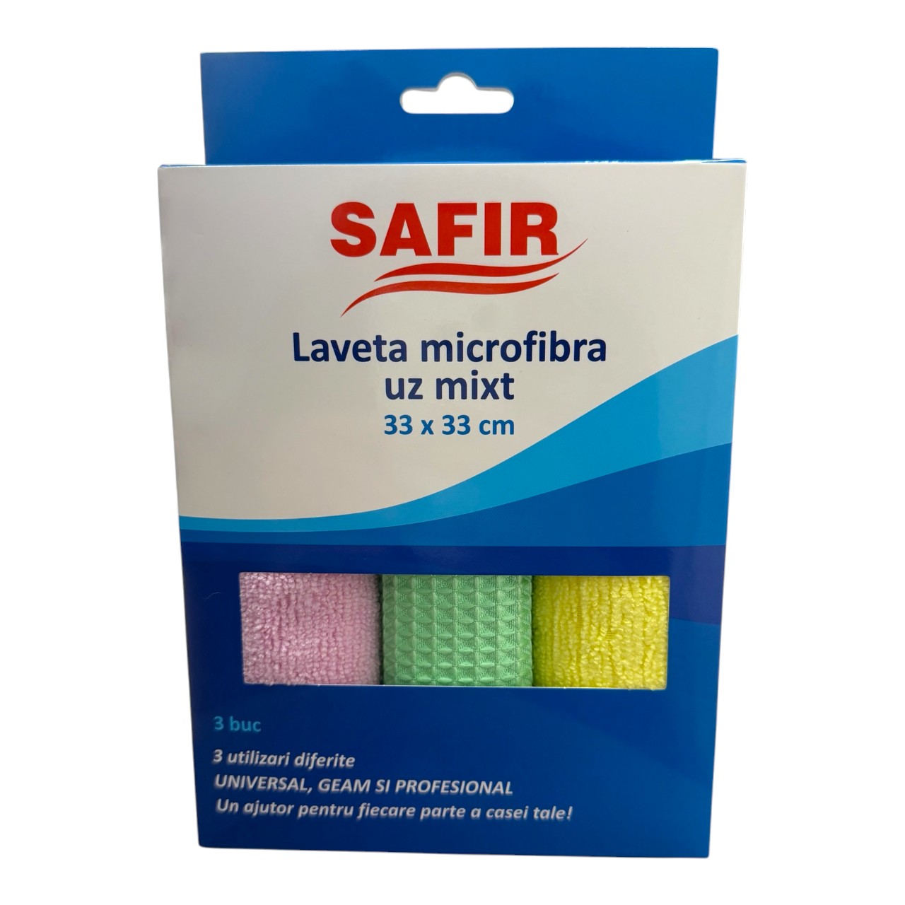 Safir Set Laveta microfibra uz mixt 33x33 cm (multisuprafete), 3 bucati