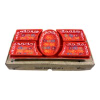 Set Platou servire aperitive ceramic 5 compartimente plus tava , Pictat manual