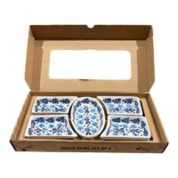 Set Platou servire aperitive ceramic 5 compartimente plus tava , Pictat manual