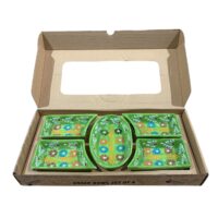 Set Platou servire aperitive ceramic 5 compartimente plus tava , Pictat manual