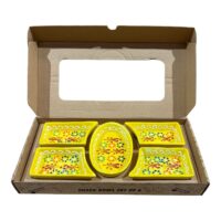 Set Platou servire aperitive ceramic 5 compartimente plus tava , Pictat manual