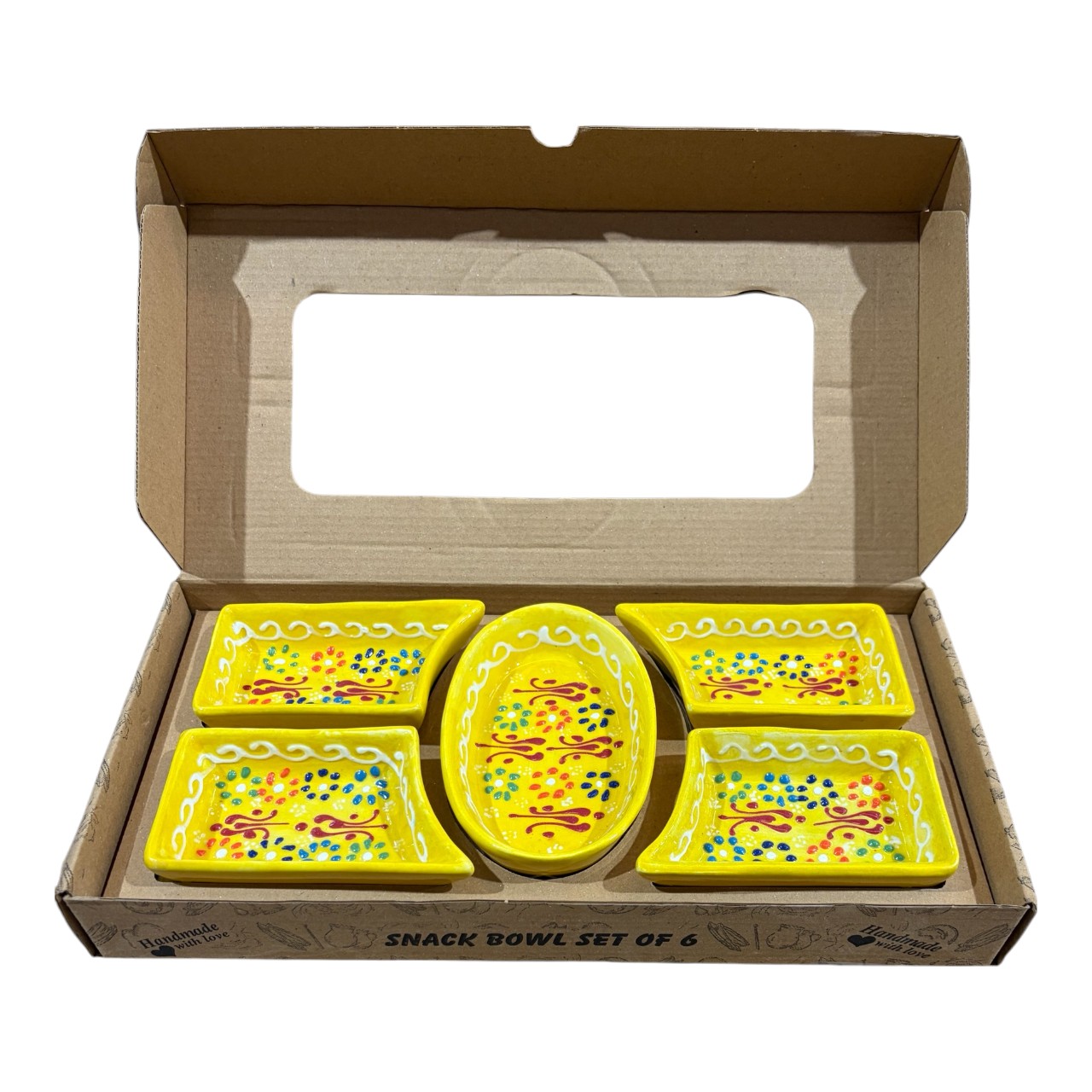 Set Platou servire aperitive ceramic 5 compartimente plus tava , Pictat manual - imagine 8