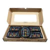 Set Platou servire aperitive ceramic 5 compartimente plus tava , Pictat manual