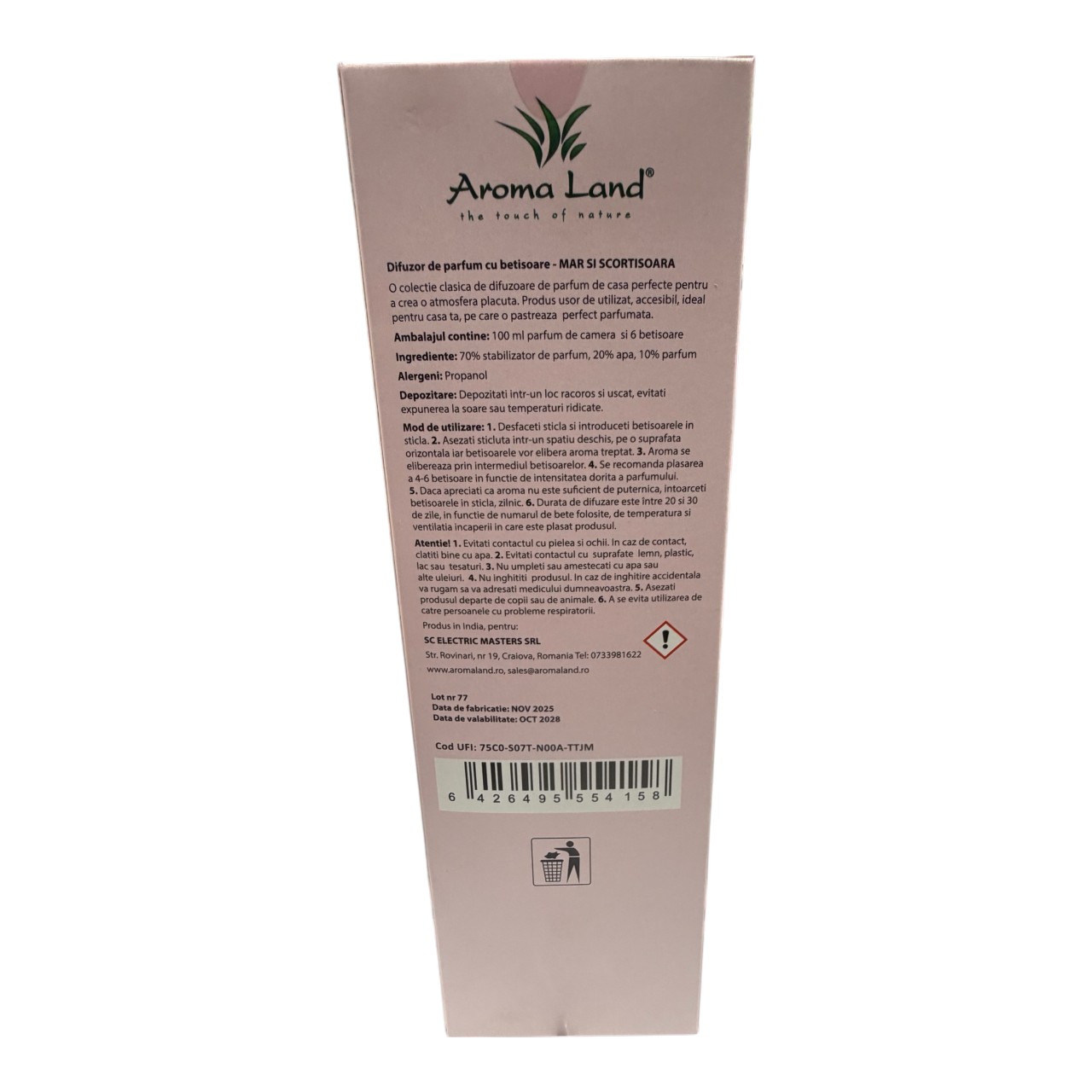 Aroma Land Odorizant, Diffuser Camera cu Betisoare (Apple Cinnamon), 100 ml - imagine 2