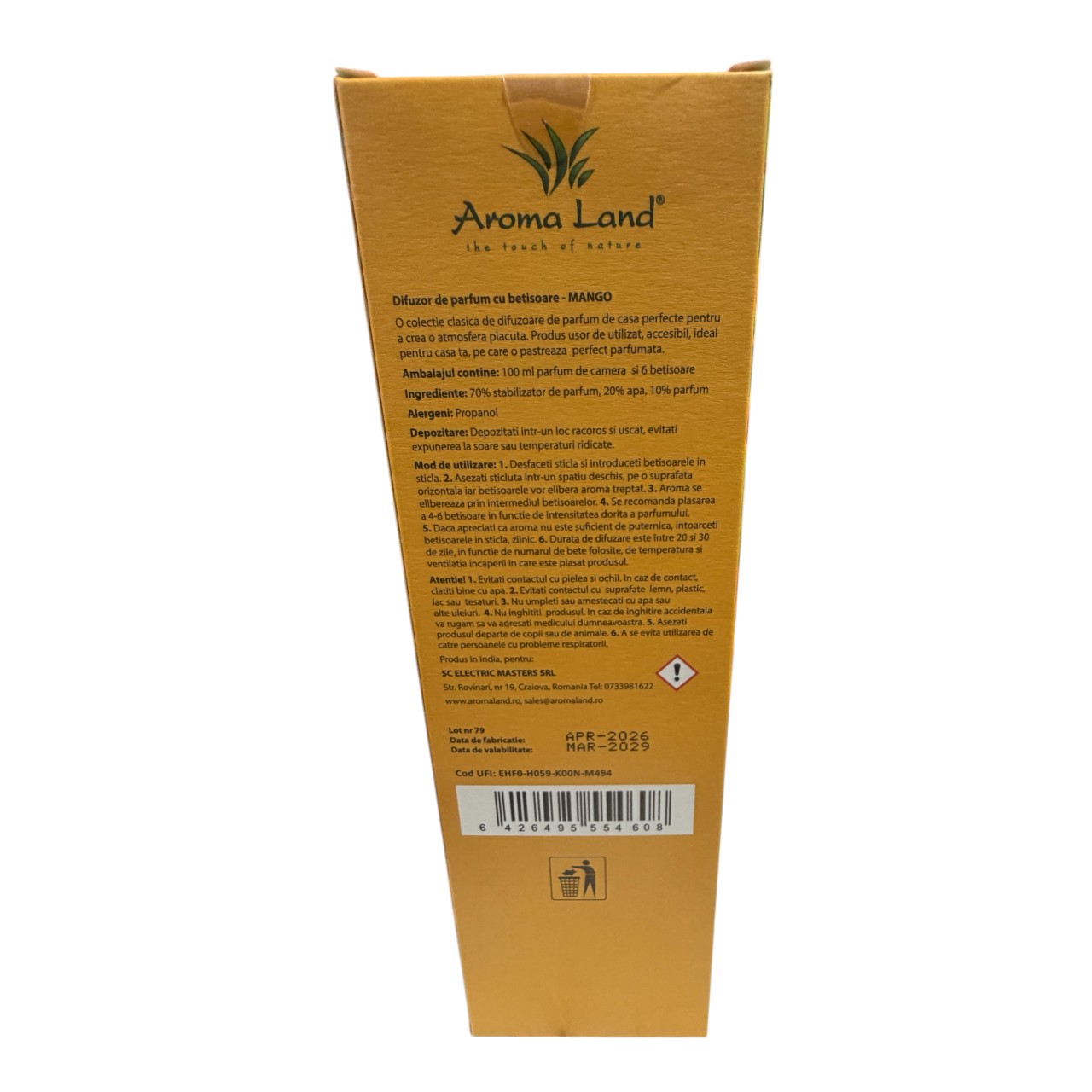 Aroma Land Odorizant, Diffuser Camera cu Betisoare (Golden Mango), 100 ml - imagine 2