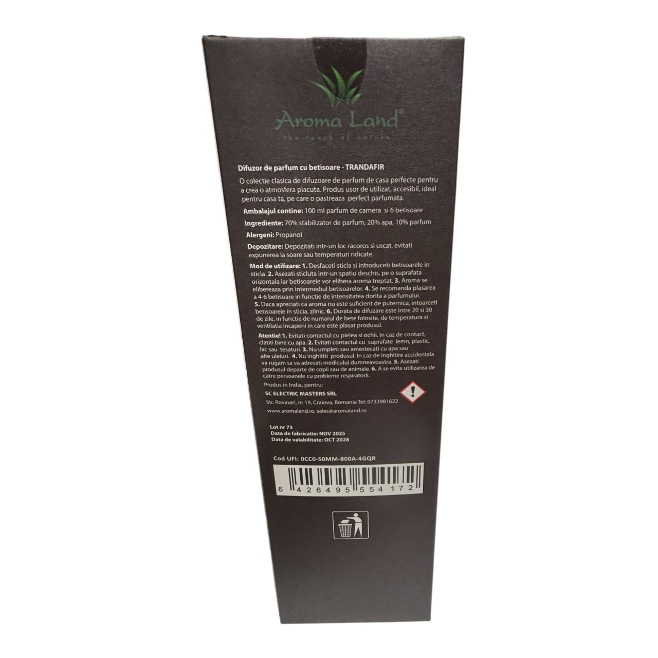 Aroma Land Odorizant, Diffuser Camera cu Betisoare (Midnight Rose), 100 ml - imagine 2