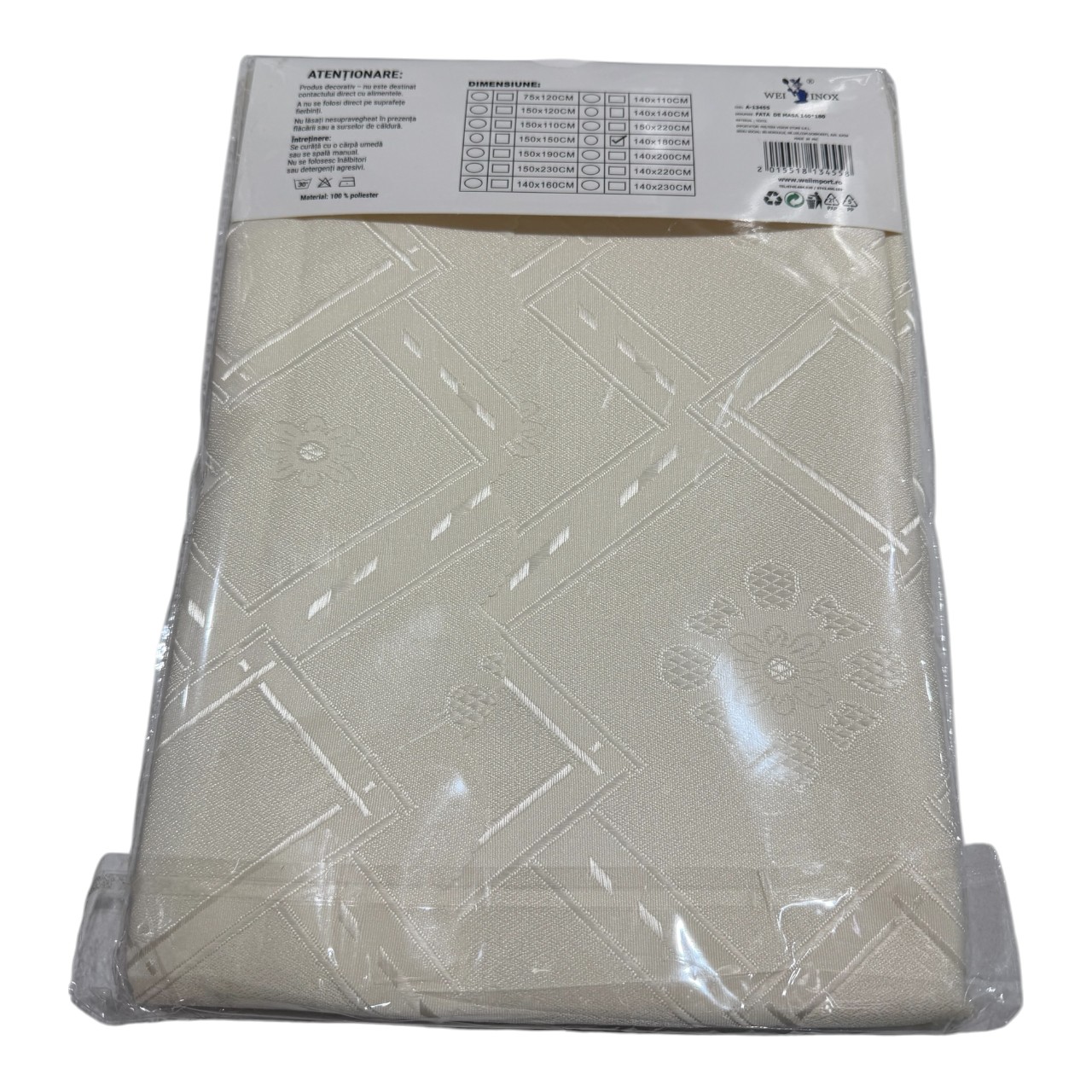 Fata de Masa material textil (Alb unt), 140 x 180 cm - imagine 2