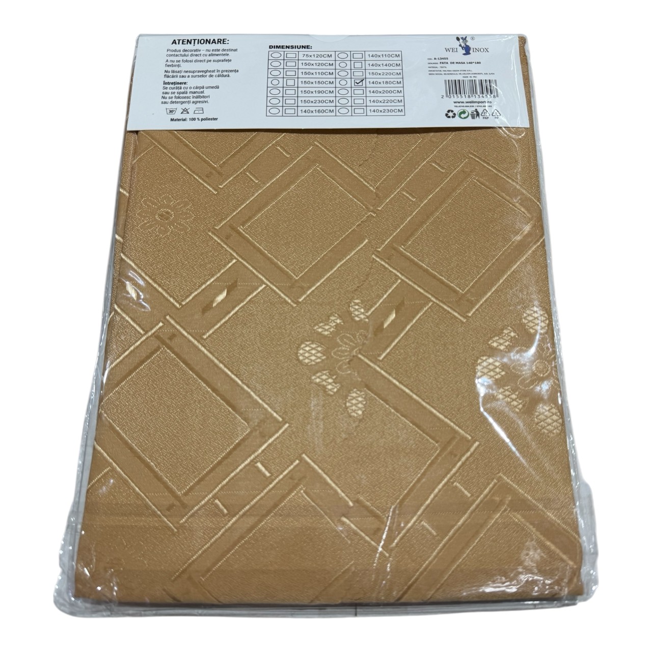 Fata de Masa material textil (Maro), 140 x 180 cm - imagine 2