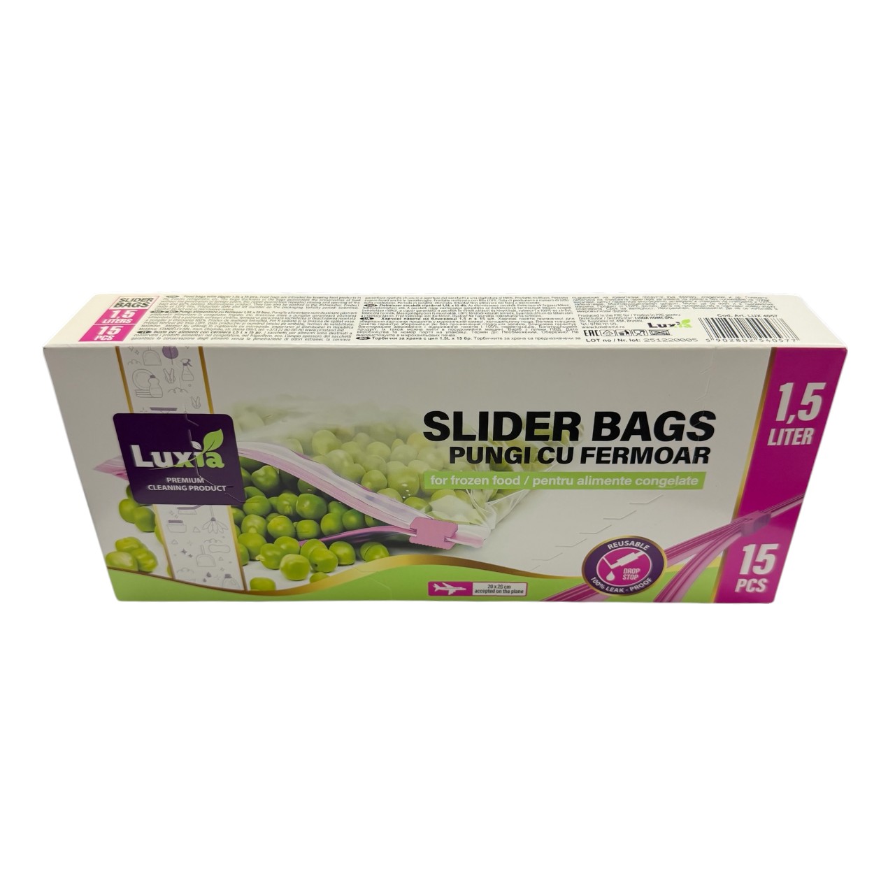 Luxia Pungi alimentare cu fermoar ziplock 1.5 litri, 15 buc - imagine 3