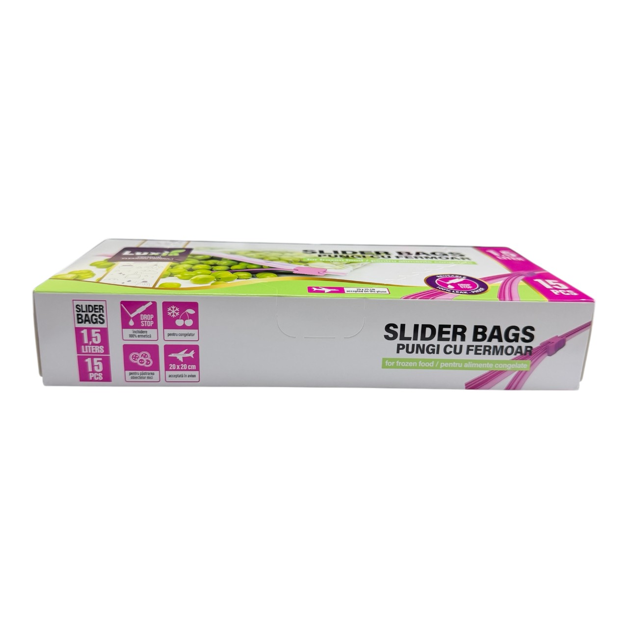 Luxia Pungi alimentare cu fermoar ziplock 1.5 litri, 15 buc - imagine 2
