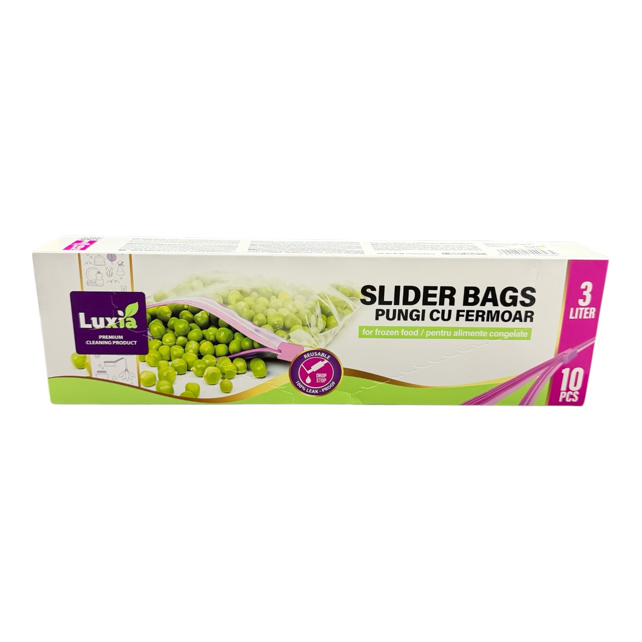 Luxia Pungi alimentare cu fermoar ziplock 3 litri, 10 buc