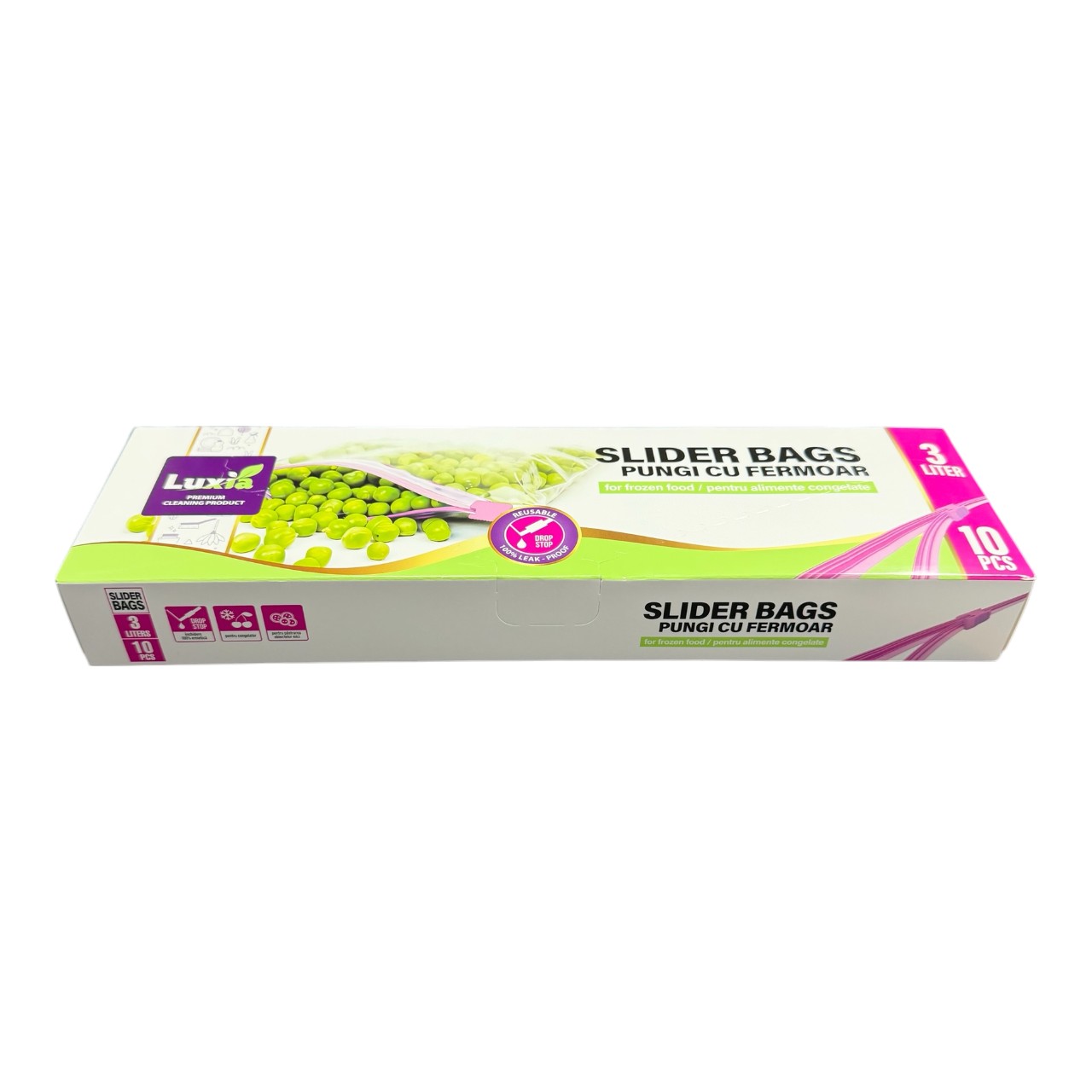 Luxia Pungi alimentare cu fermoar ziplock 3 litri, 10 buc - imagine 2