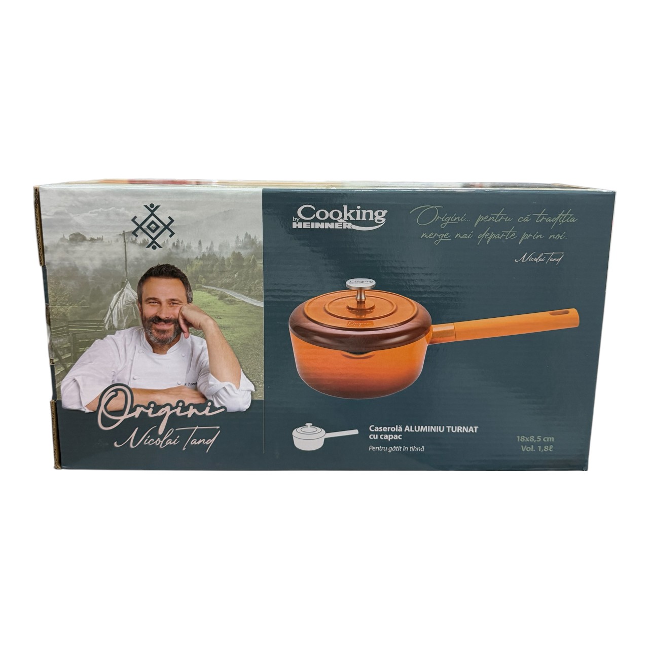 Origini Chef Nicolai Tand, Cratita cu capac si coada din aluminiu turnat (18x8.5 cm), 1.8 litri - imagine 4