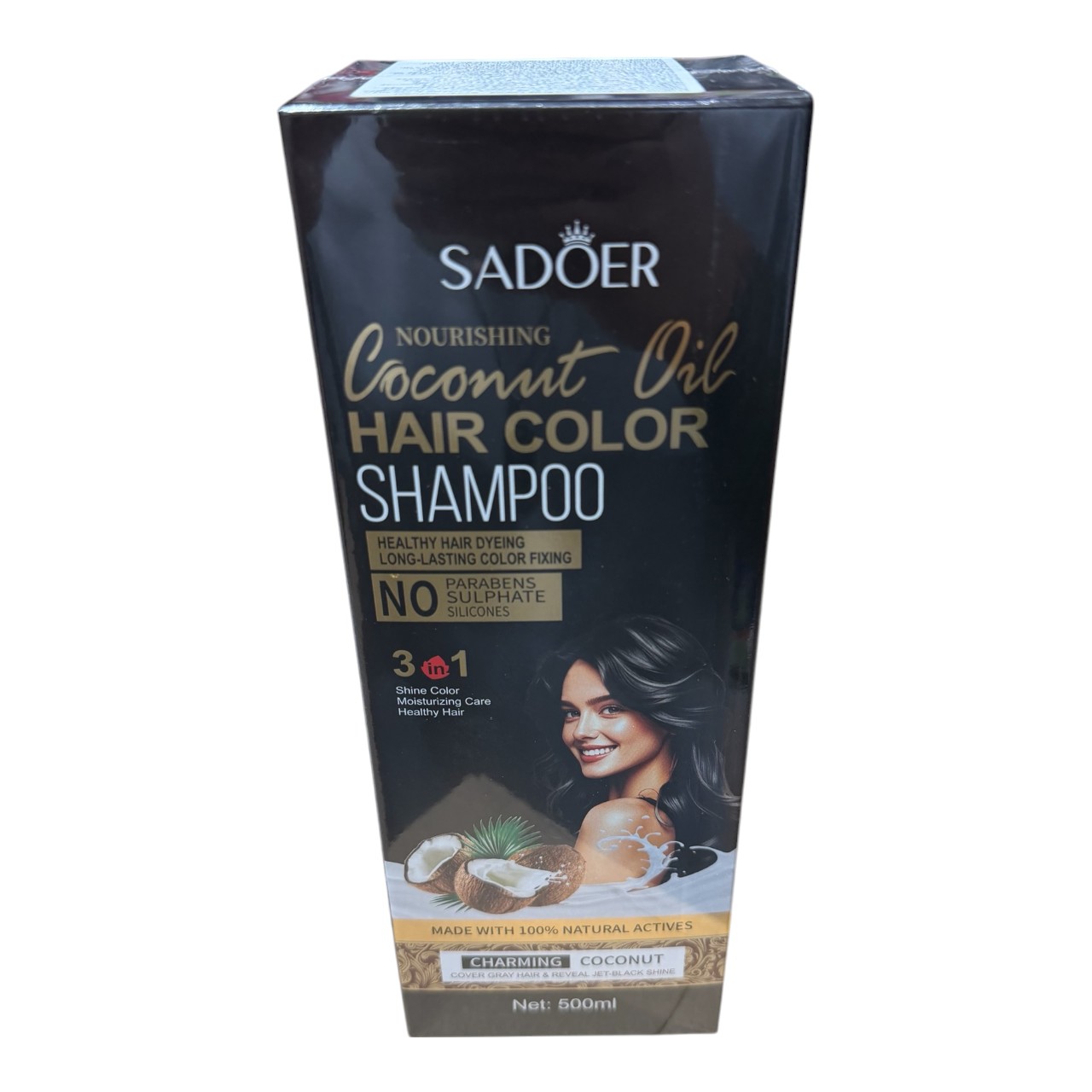 Sadoer Sampon Nuantator (Negru) cu ulei de cocos, 500 ml