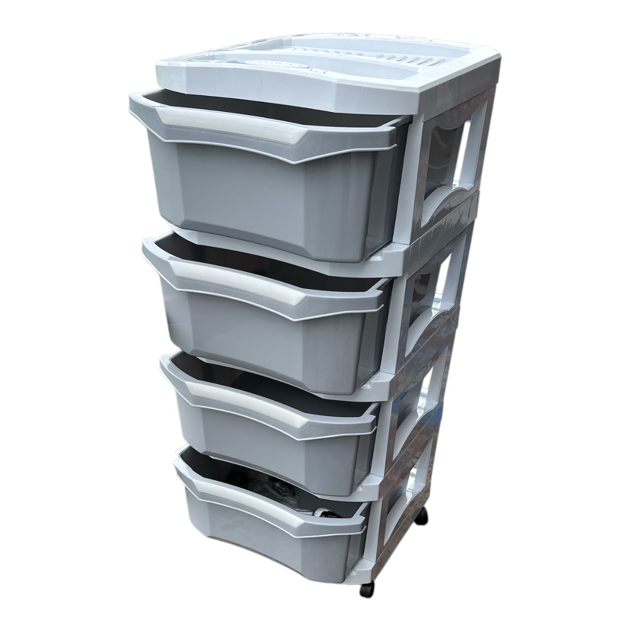 Dulap Bella 4 sertare plastic (Gri/Alb)
