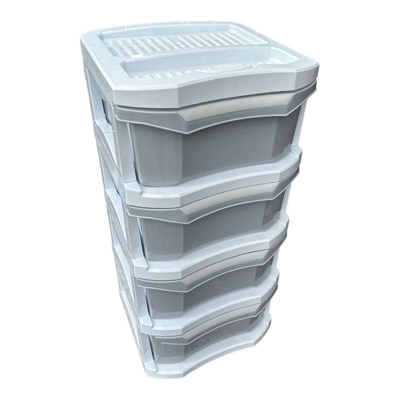 Dulap Bella 4 sertare plastic (Gri/Alb) - imagine 3