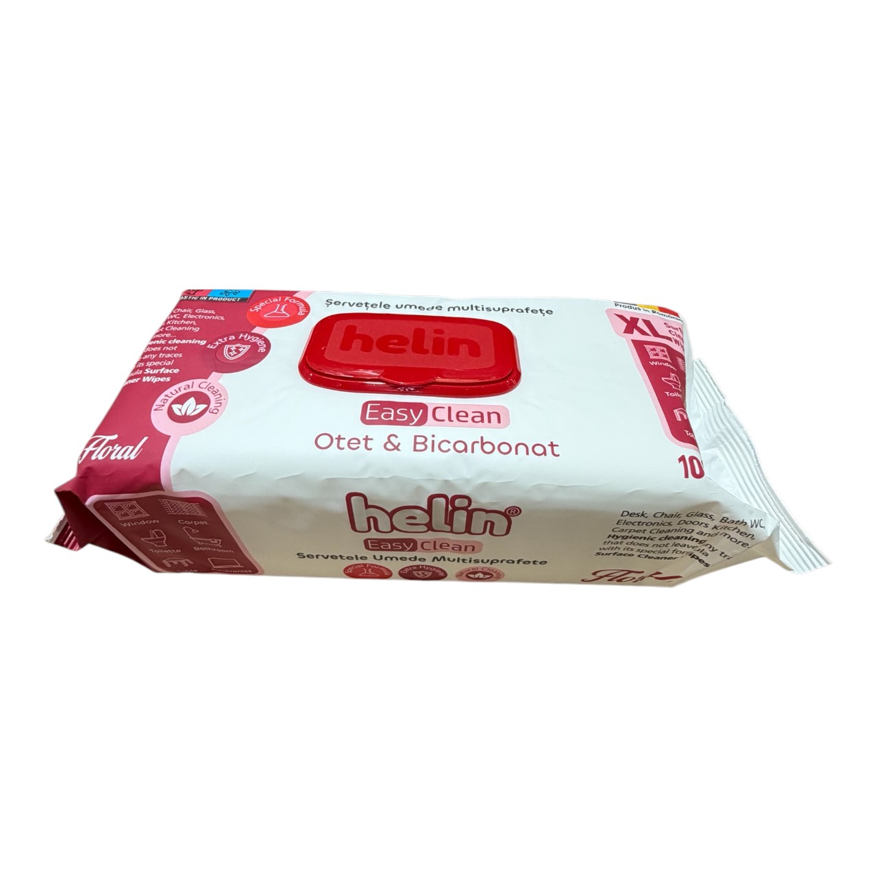 Helin Easy Clean Servetele umede multisuprafete cu Otet si Bicarbonat, (Floral) 100 bucati - imagine 2