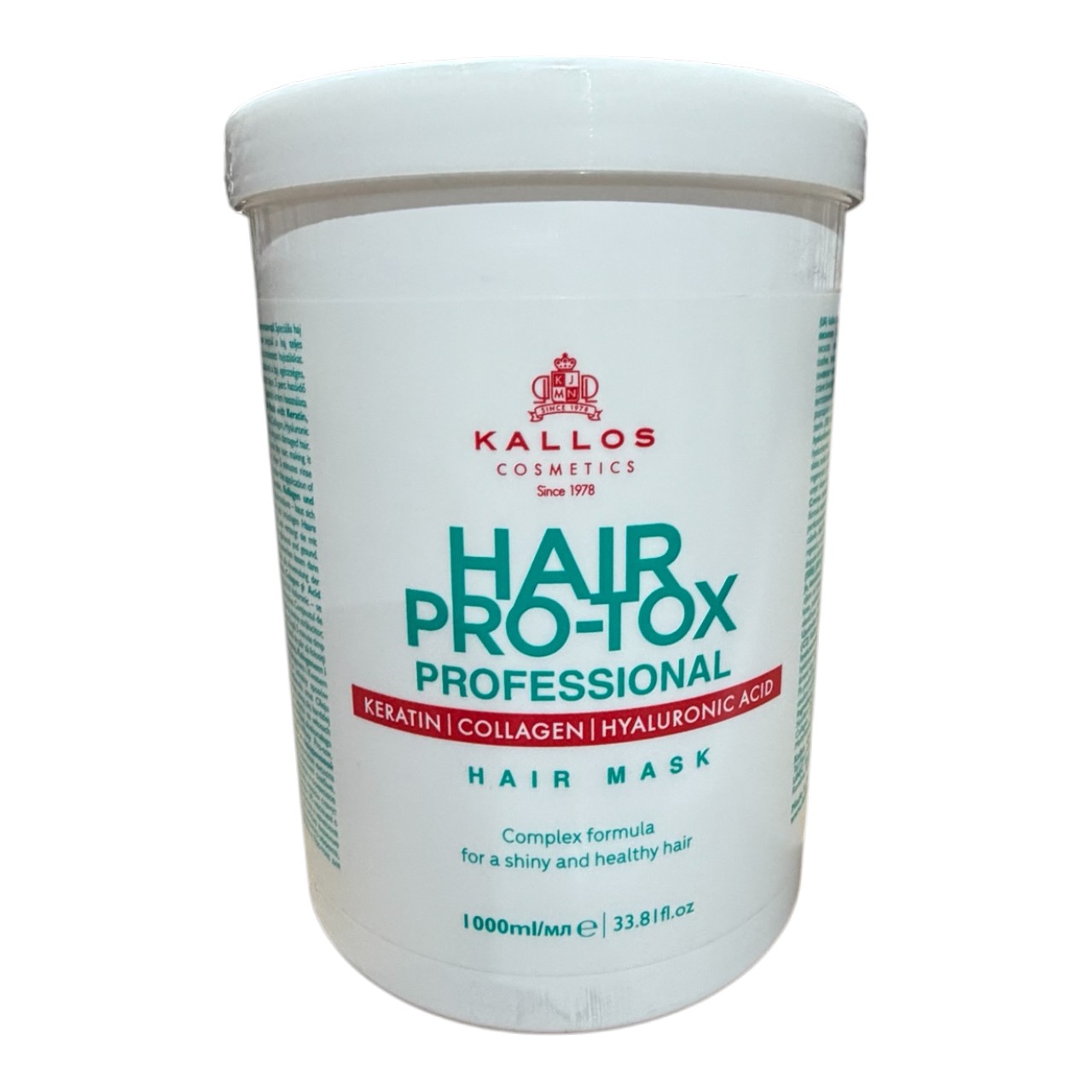 Kallos Hair Pro Tox , Masca de par cu (Keratina, Collagen, Hyaluronic Acid), 1000 ml