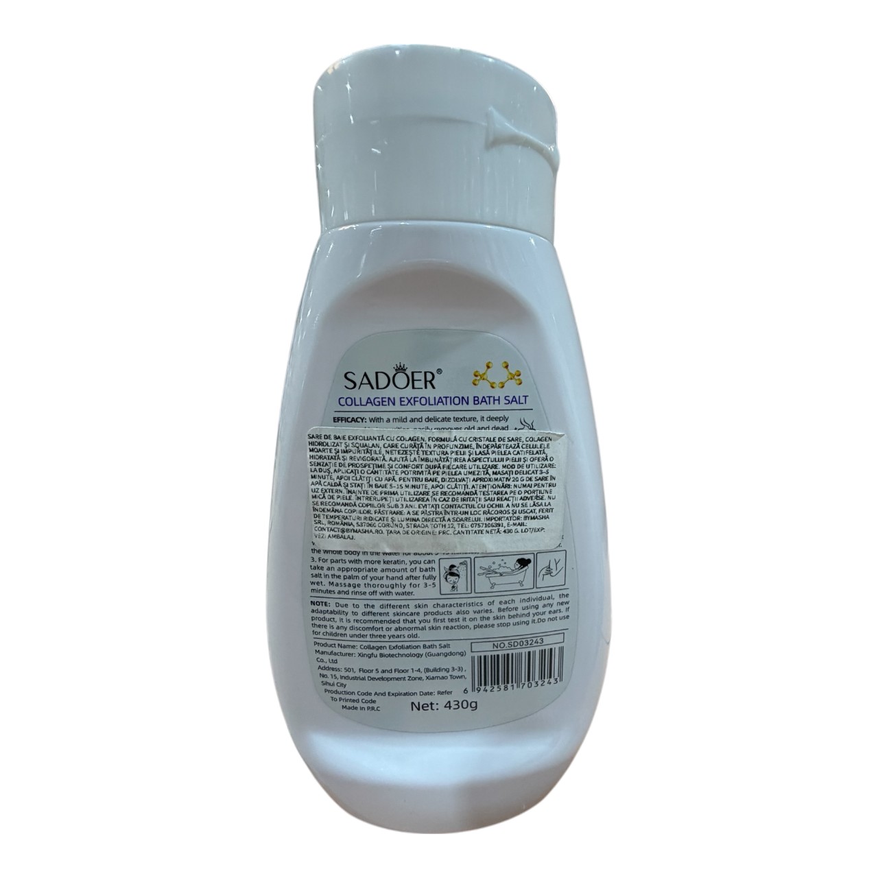 Sadoer Bath Salt/Sare de baie exfolianta cu colagen , 430 g - imagine 2