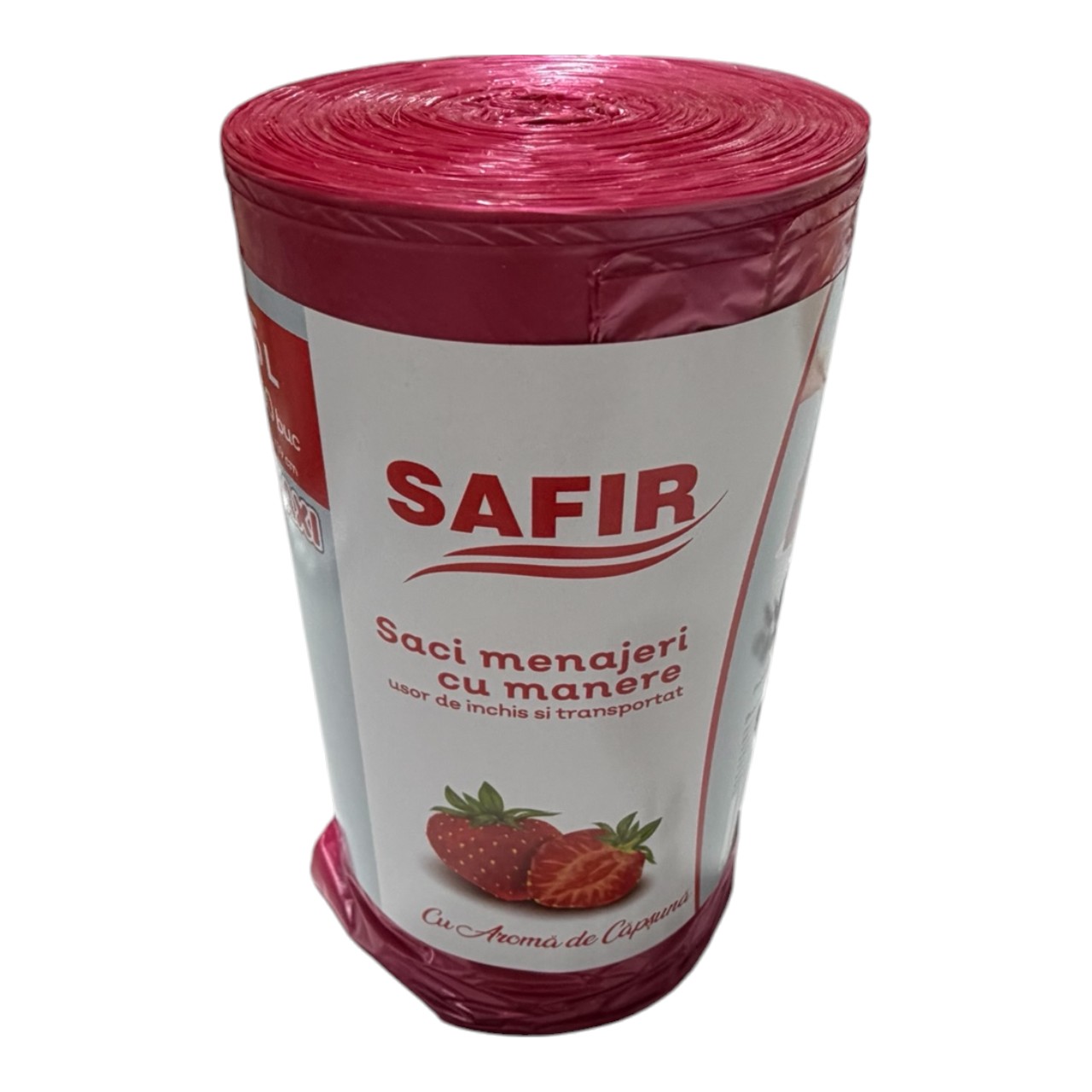 Safir Maxi Saci menajeri cu manere 35 litri parfumati (Capsuna), 50 bucati