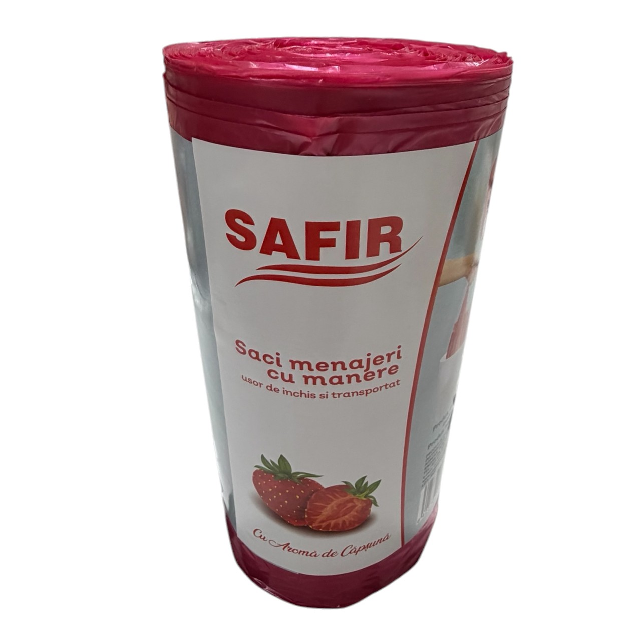 Safir Maxi Saci menajeri cu manere 60 litri parfumati (Capsuna), 40 bucati