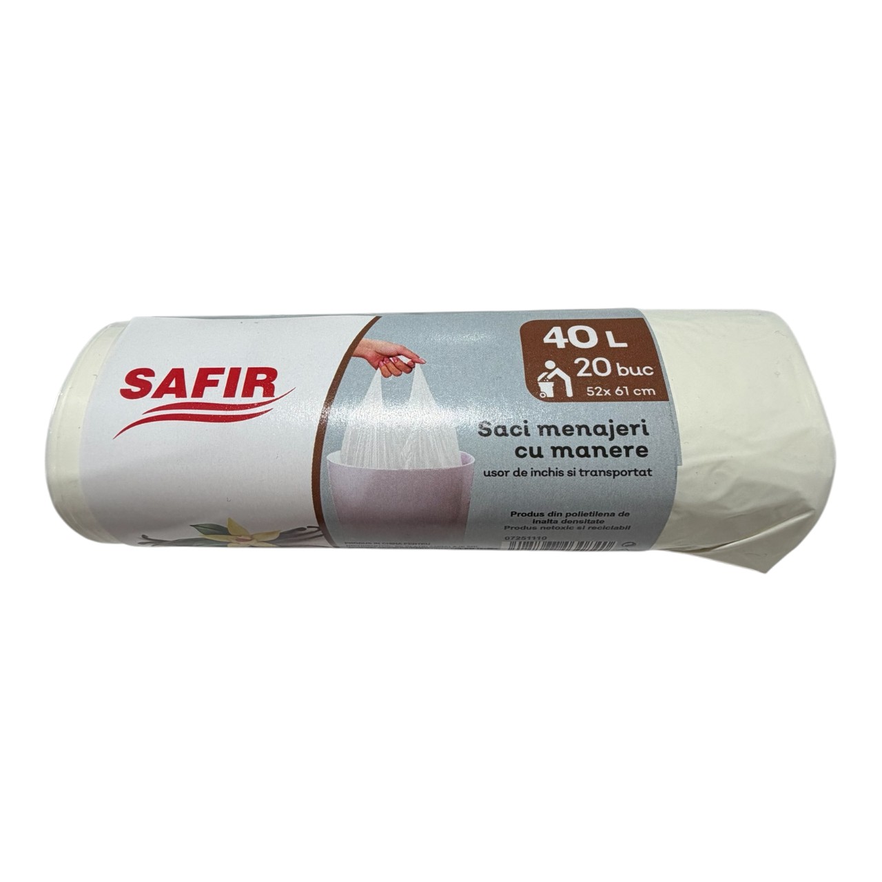 Safir Saci menajeri cu manere 40 litri parfumati (Vanilie), 20 bucati