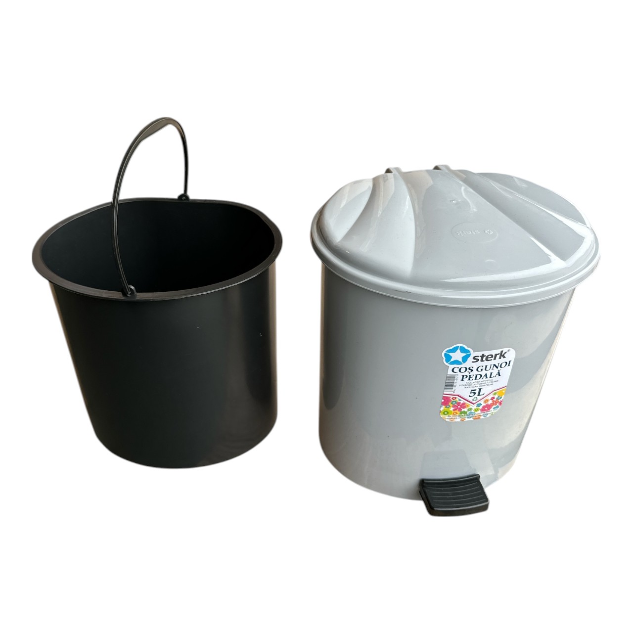 Cos Gunoi (GRI) din Plastic cu Pedala 5L (litri) - imagine 2